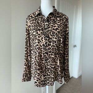 Mobwife EUC Chadwicks Women’s Animal Print Long Sleeve Blouse Size M Button Down